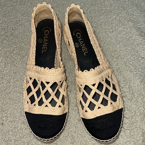 Woven Fabric Espadrilles Lace Raffia Grosgrain 41 - Picture 3 of 5